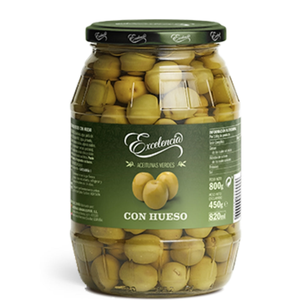 Excelencia Aceitunas Verdes Manzanillas Con Hueso Envase Vidrio 800gr