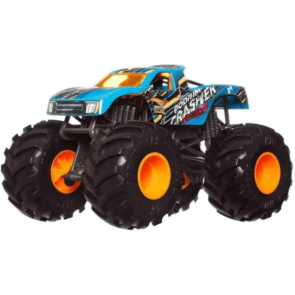 Hot Wheels Monster Trucks Oversized 1:24 Scale Metal Die-Cast Toy Truck (2024 Podium Crasher Blue)