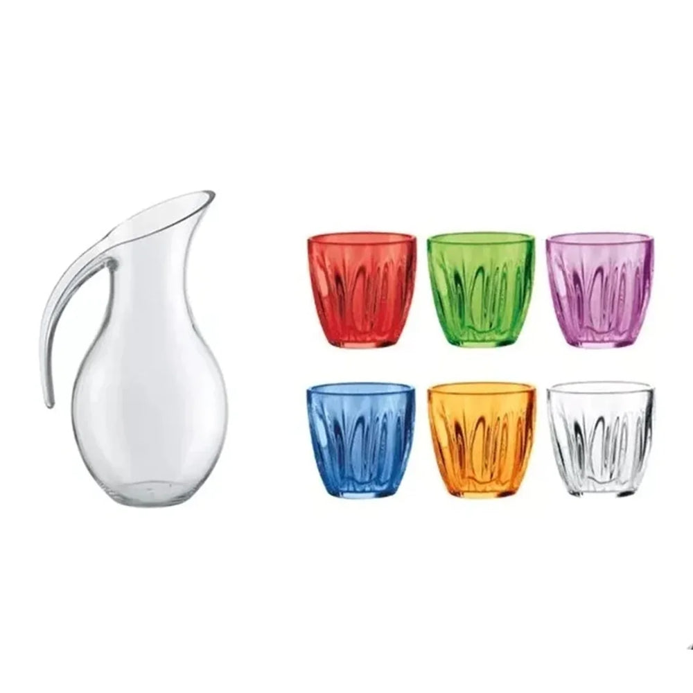 Guzzini Set Aqua Guzzini - Jarra + 6 Vasos Multi Colors Acrílico
