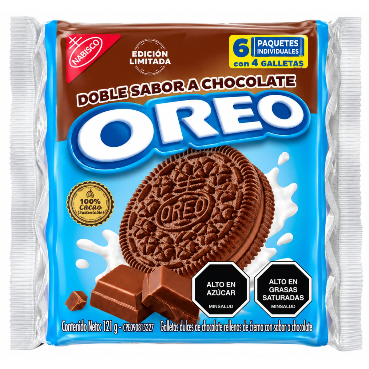 Galletas Oreo 6 Packs Doble Chocolate Empaque Individual