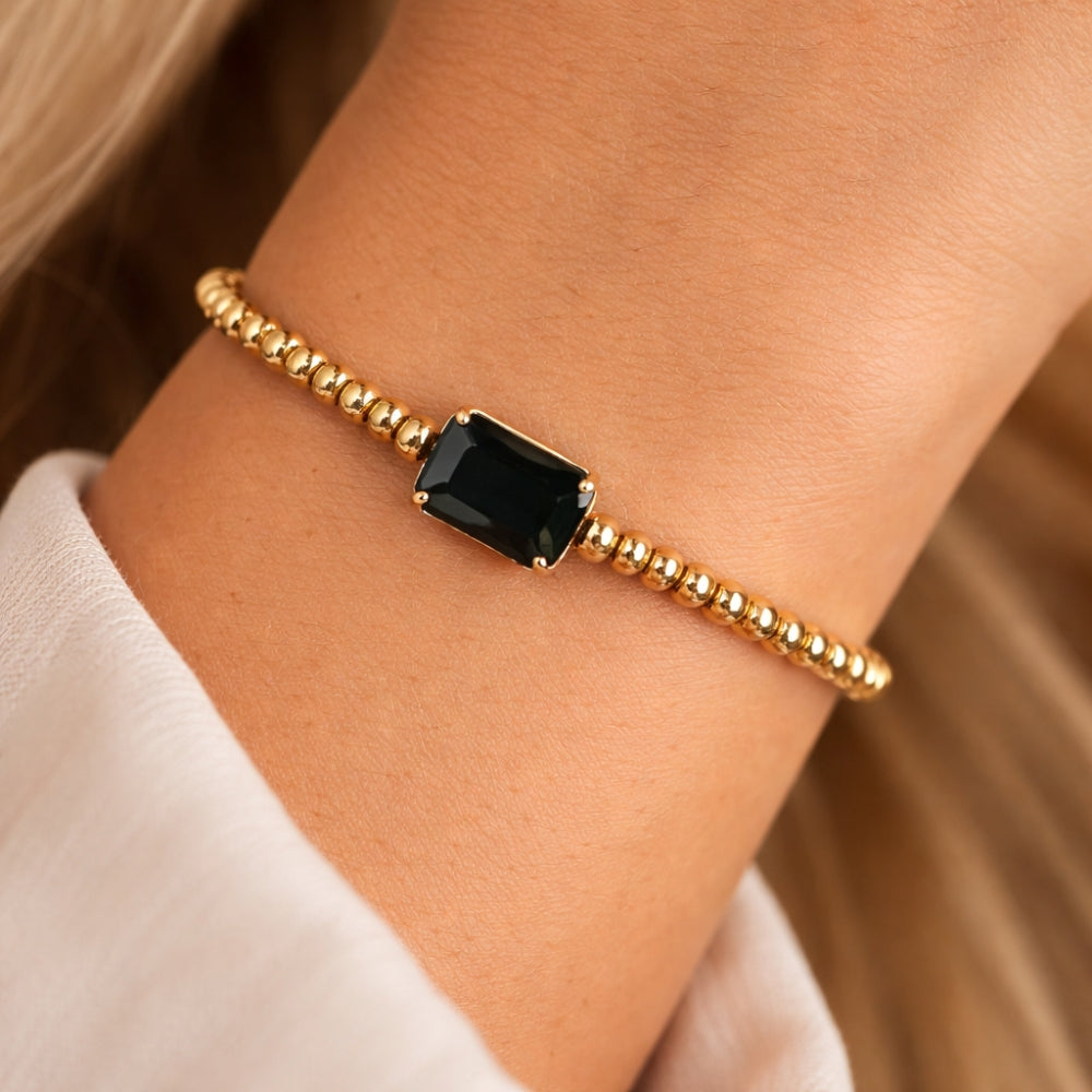 H&Co Pulsera Ajustable Para Damas de Hematita con Dije Black
