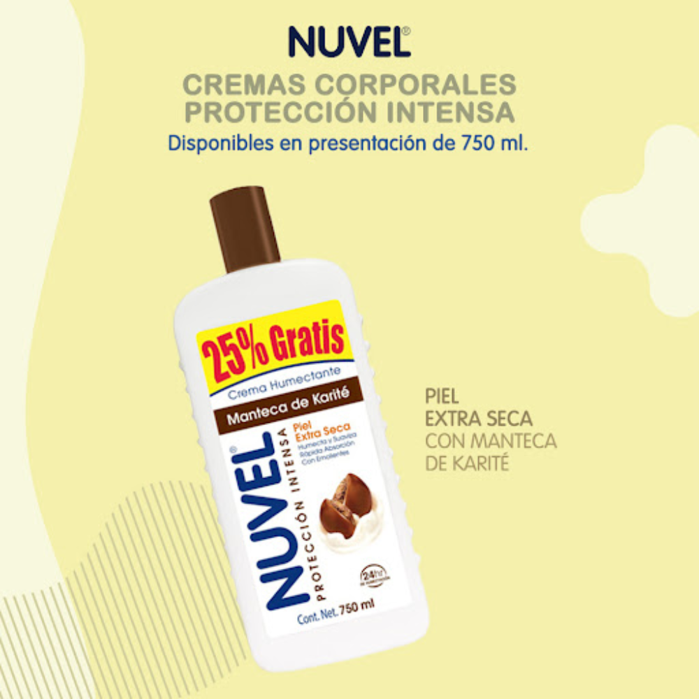 Nuvel Crema Corporal Proteccion Intensa Manteca De Karite "Piel Extra Seca" 750ml