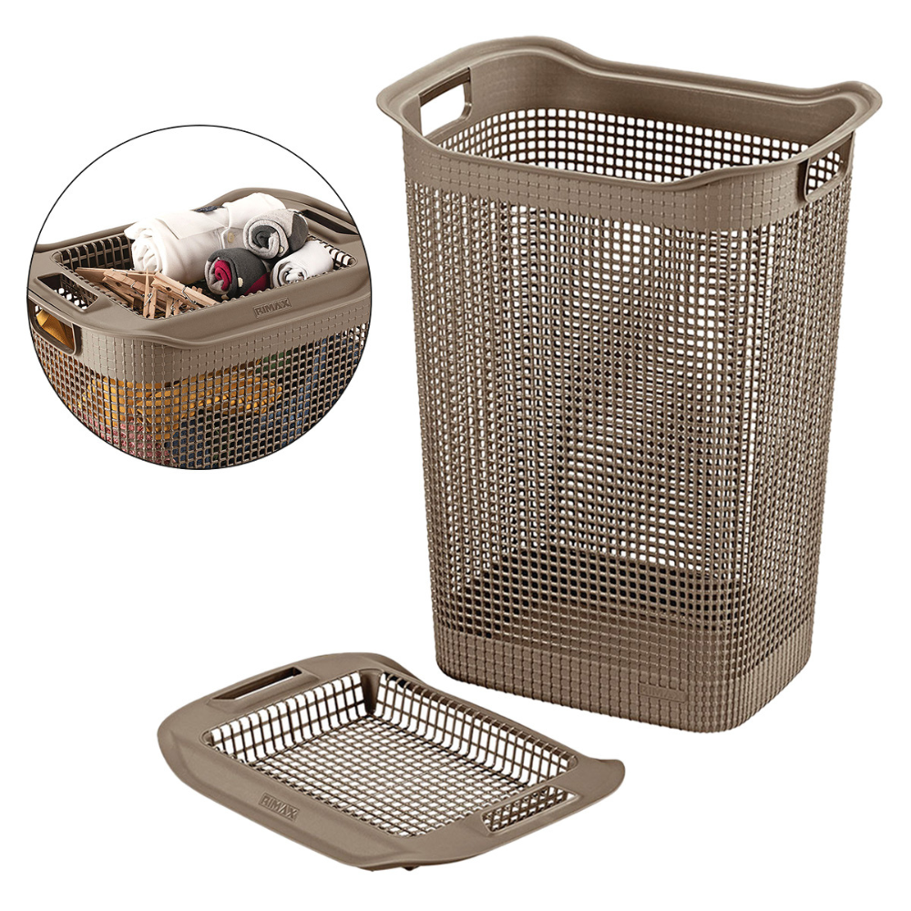 Alfa Hogar Rimax Cesta De Ropa Linum Taupe