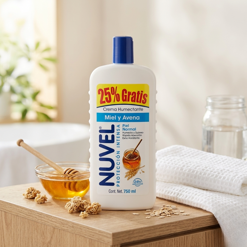 Nuvel Crema Corporal Proteccion Intensa Miel Y Avena "Piel Normal" 750ml