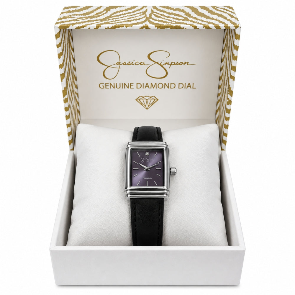 Jessica Simpson Reloj Para Damas Black Purple Diamond