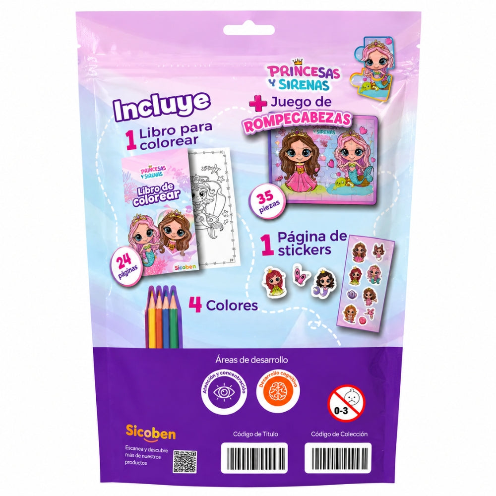 Sicoben Pack Diversion en Piezas Y Color Princesas y Sirenas 3+