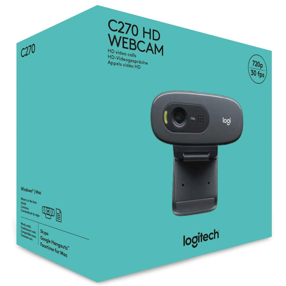 Logitech Webcam C270 HD 720p con Micrófono Integrado y Conexión USB