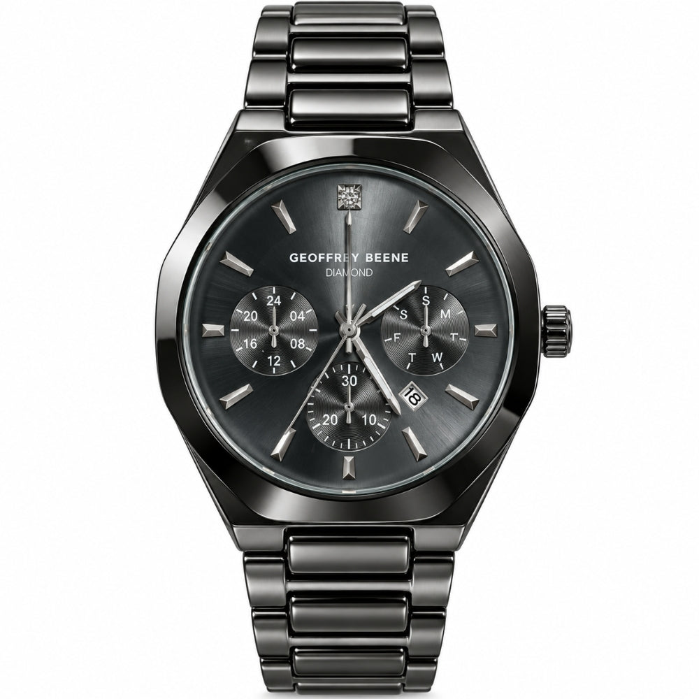Geoffrey Beene Reloj Para Caballeros Black & Charcoal Diamond
