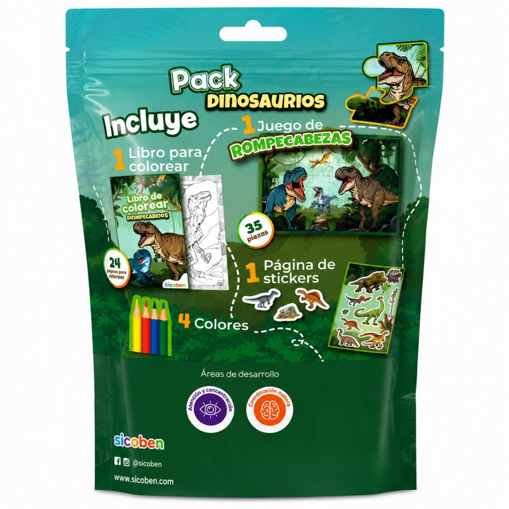 Sicoben Pack Diversion en Piezas Y Color Dinosaurios 3+