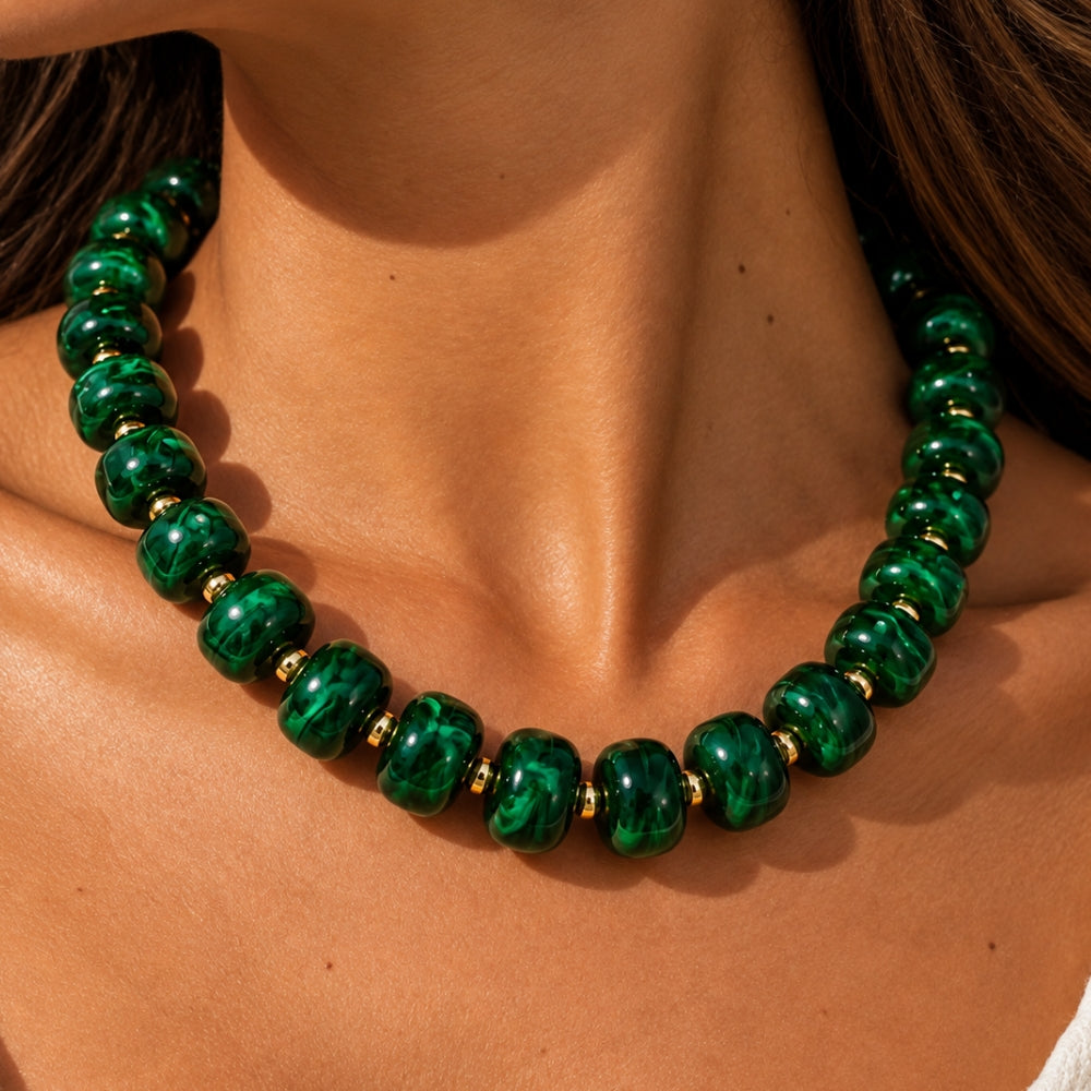 H&Co Collar Ajustable Para Damas Aura Malaquita