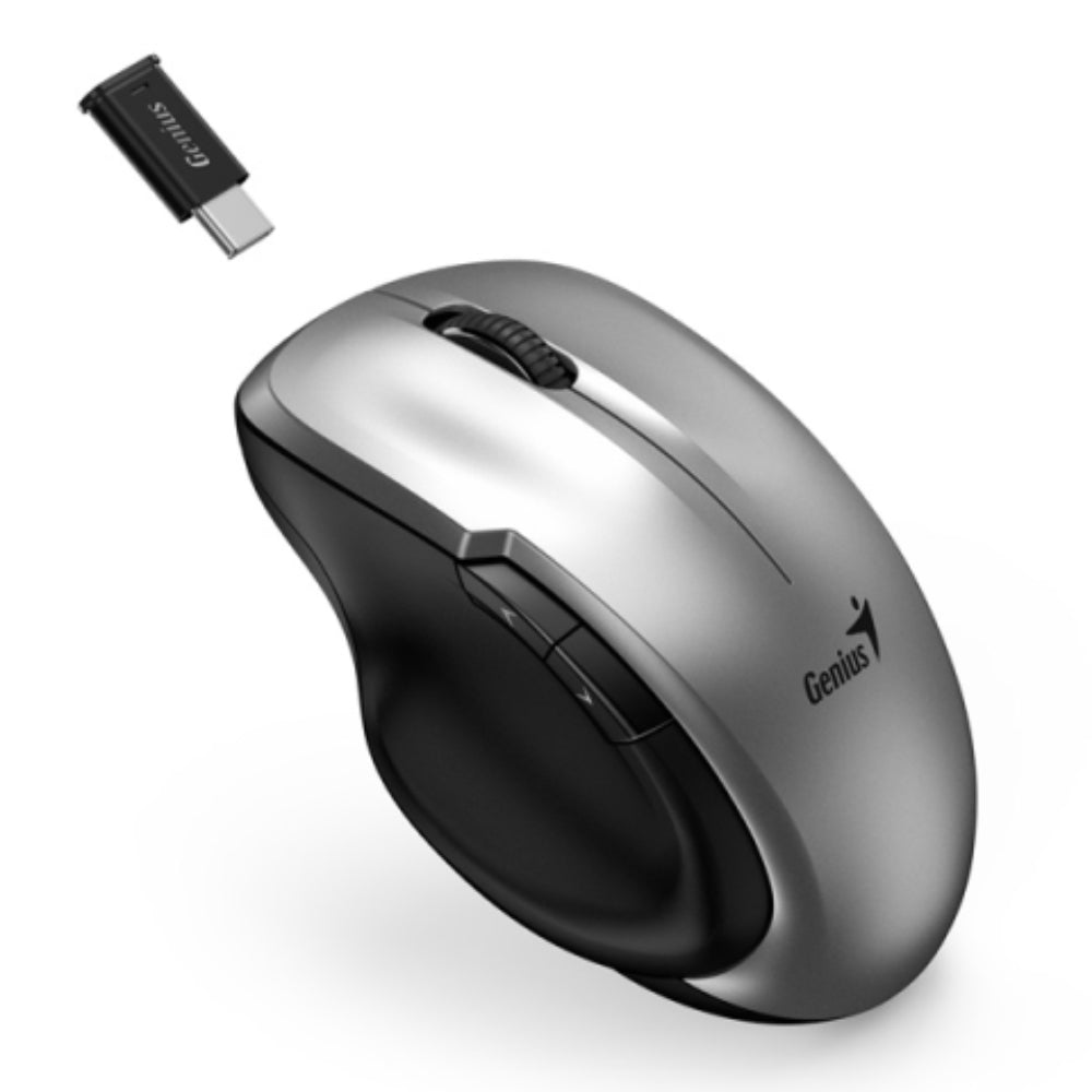 Genius Mouse Inalámbrico Ergo 8200S Óptico 1200 DPI 2.4 GHz – 5 Botones Color Plata