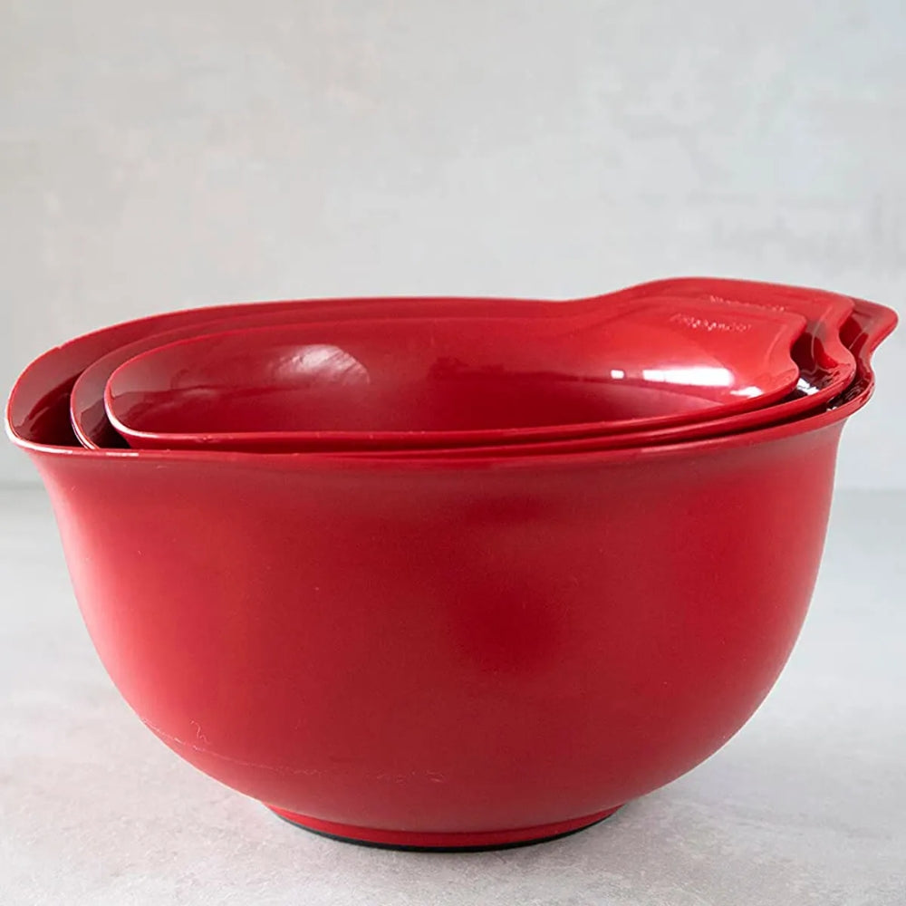 KitchenAid Set de Bowls Plasticos Para Mezclar 3 Pcs Color Rojo