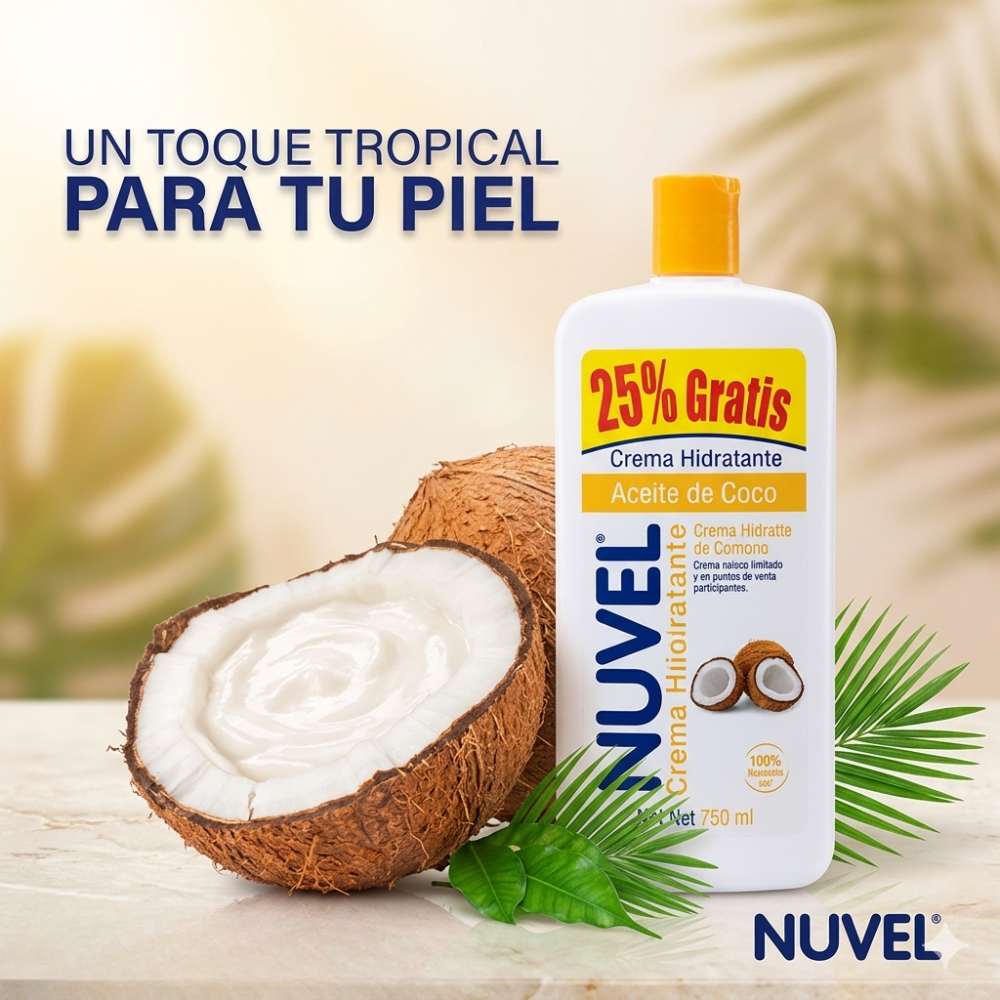Nuvel Crema Corporal Proteccion Intensa Aceite De Coco "Hidratación Profunda" 750ml