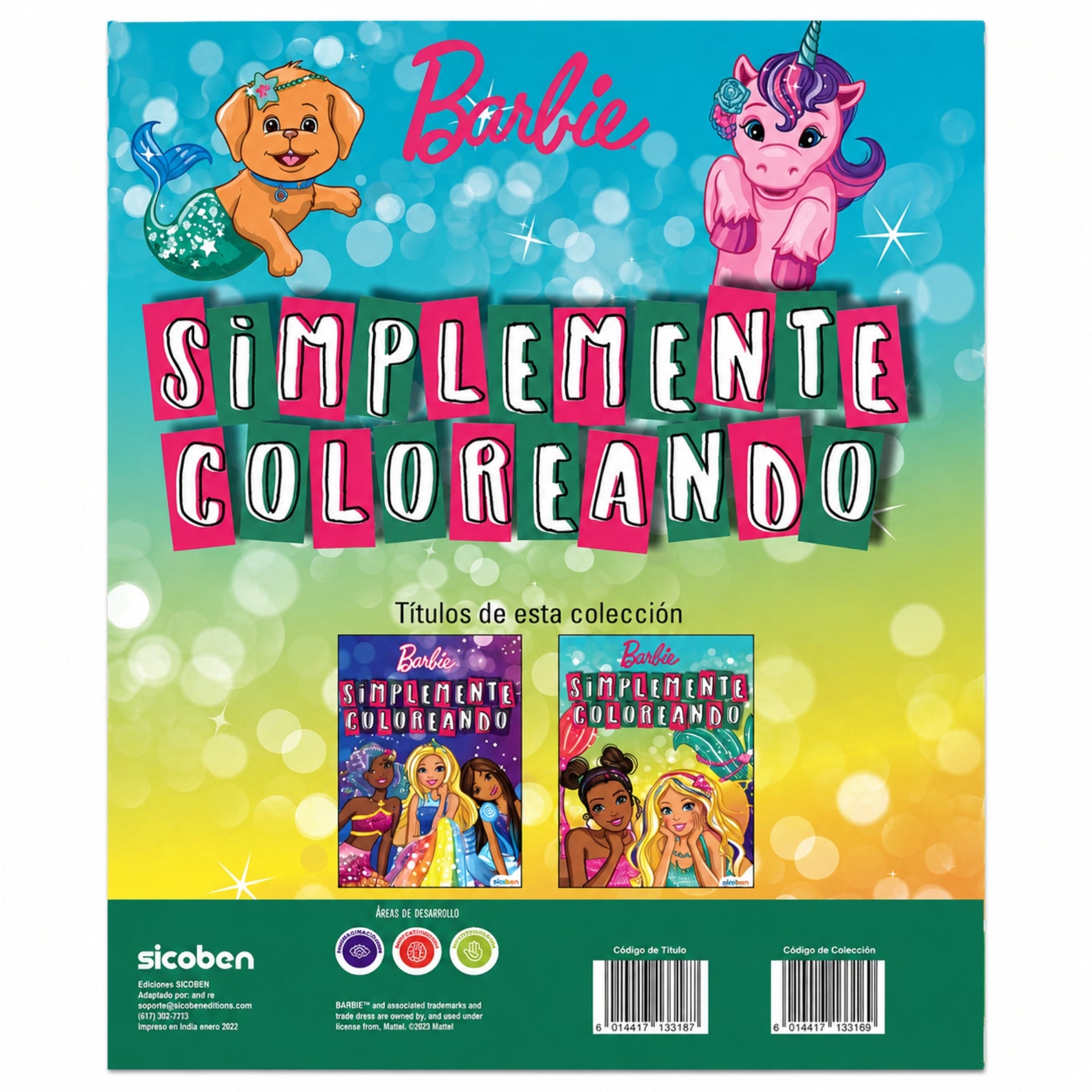Sicoben Libro de Colorear Simplemente Coloreando Barbie Sirenas Verde