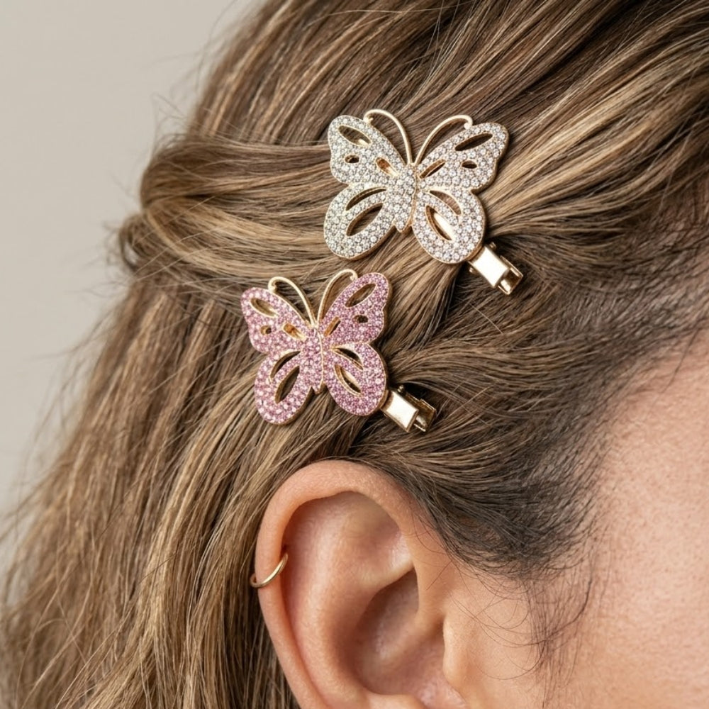Twelve Accesorios Pinzas Para El Cabello Mariposas 2Und