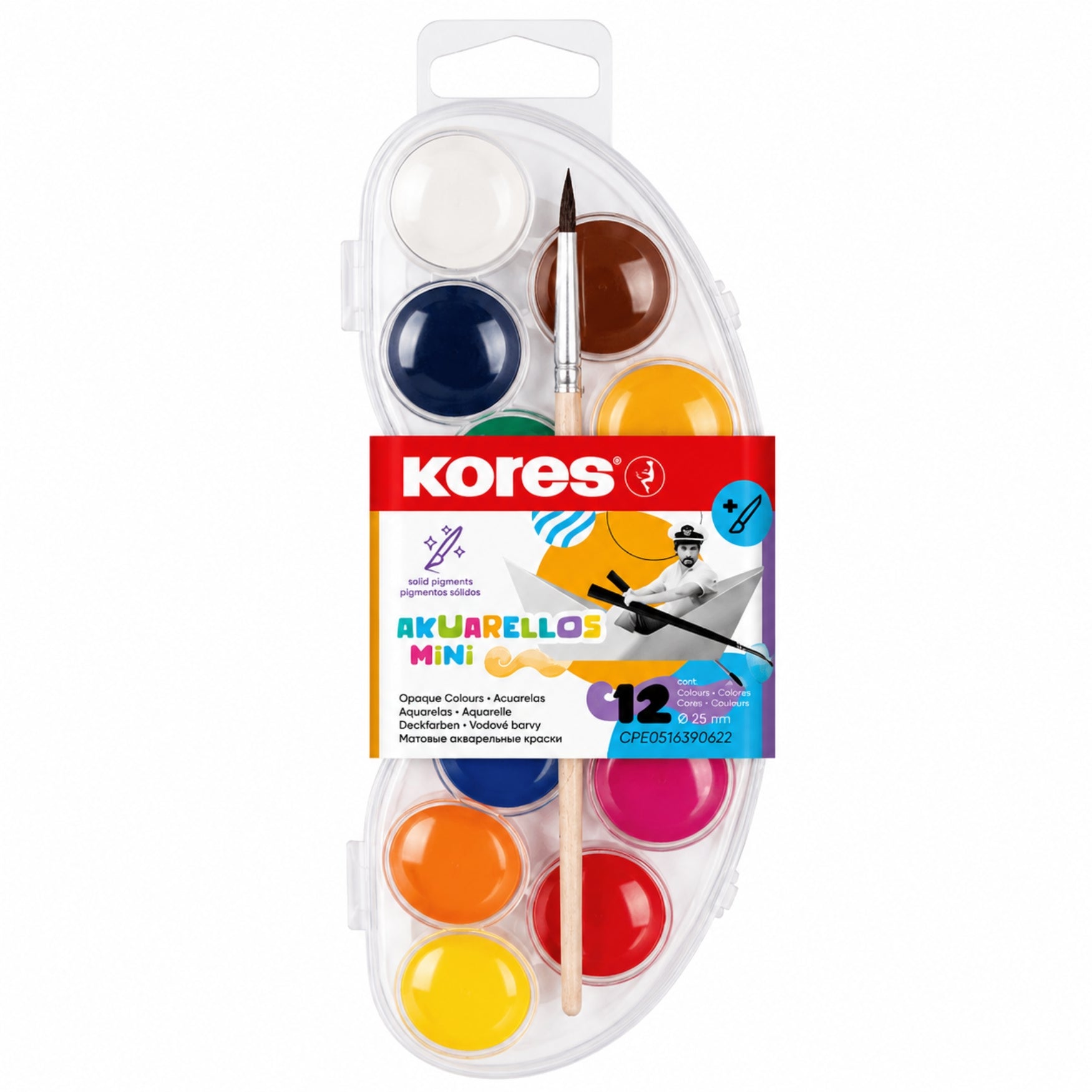 Kores Akuarellos Mini + Pincel 12 Colores