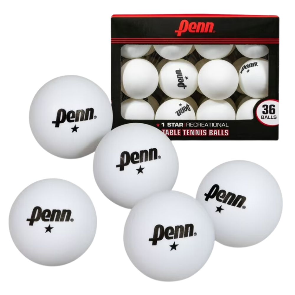 Pelotas para Ping Pong Penn 36 Unidades 40mm 1-Star White