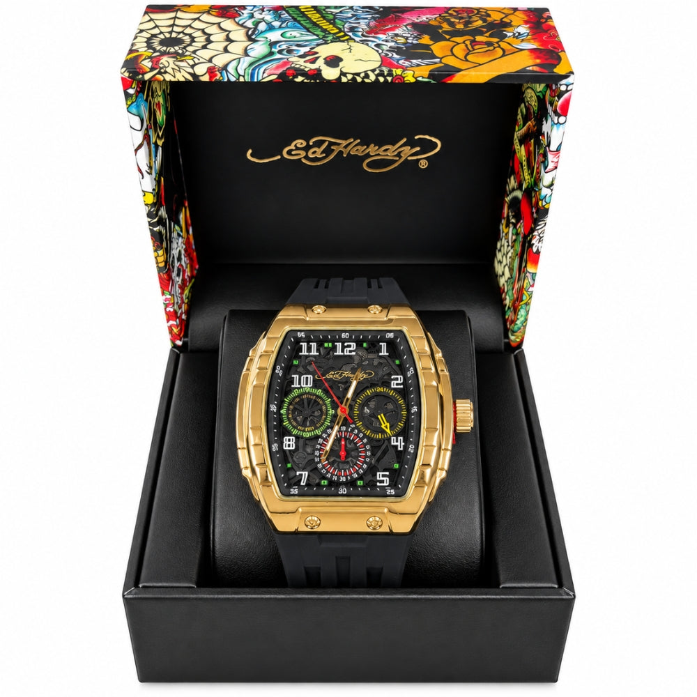 Ed Hardy Reloj Para Caballeros Gold & Black