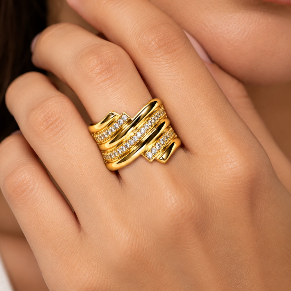 H&Co Anillo Ajustable Para Damas Wave
