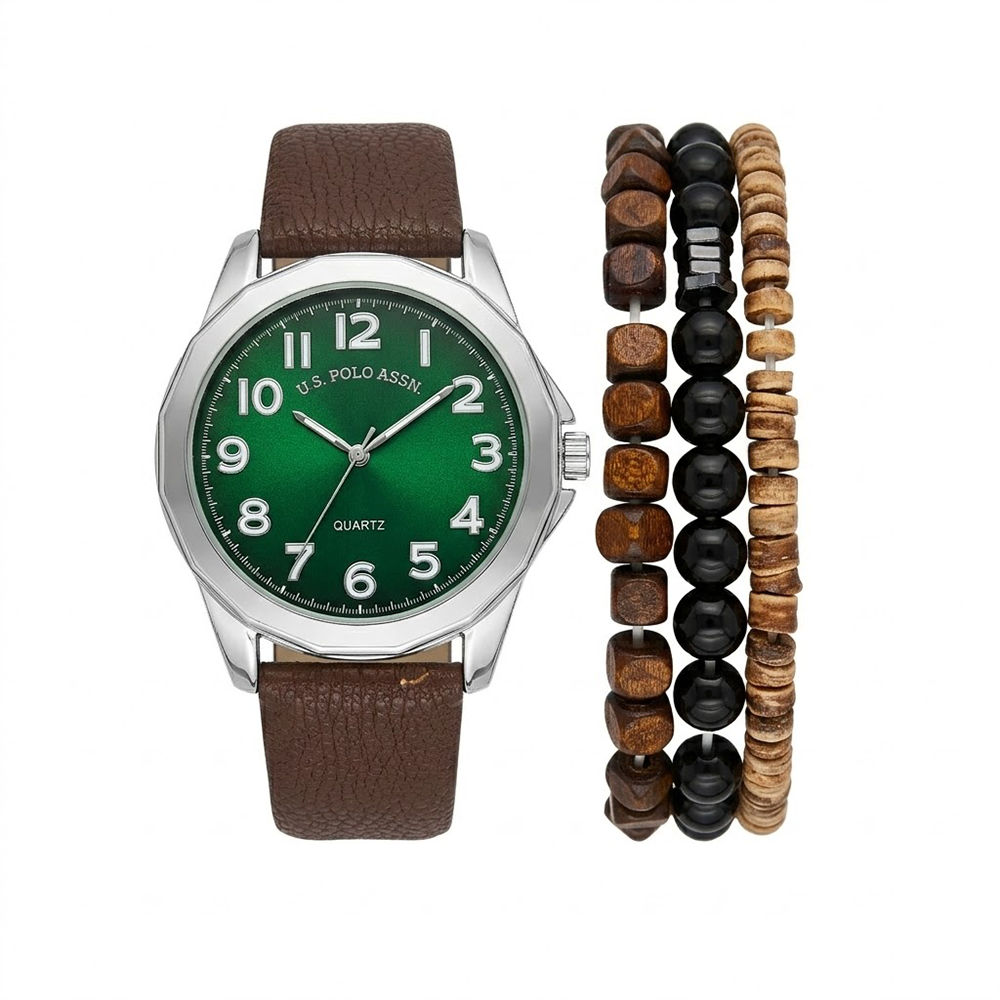 U.S Polo Reloj para Caballeros Green & Brown
