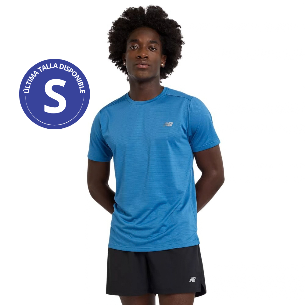 New Balance Sport Essentials Camiseta Manga Corta Para Caballero Azul Celeste