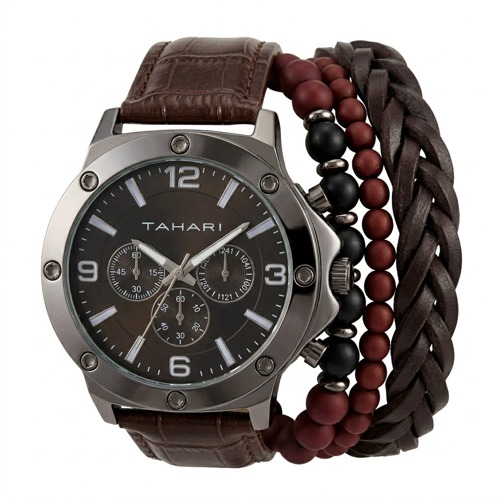 Tahari Reloj Para Caballero Brown con Pulseras