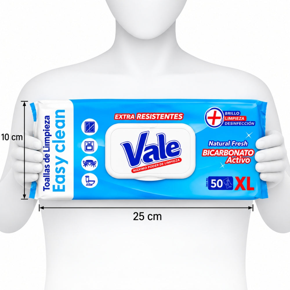 Vale Toallitas Desinfectantes Natural Fresh Bicarbonato Activo 50 unidades