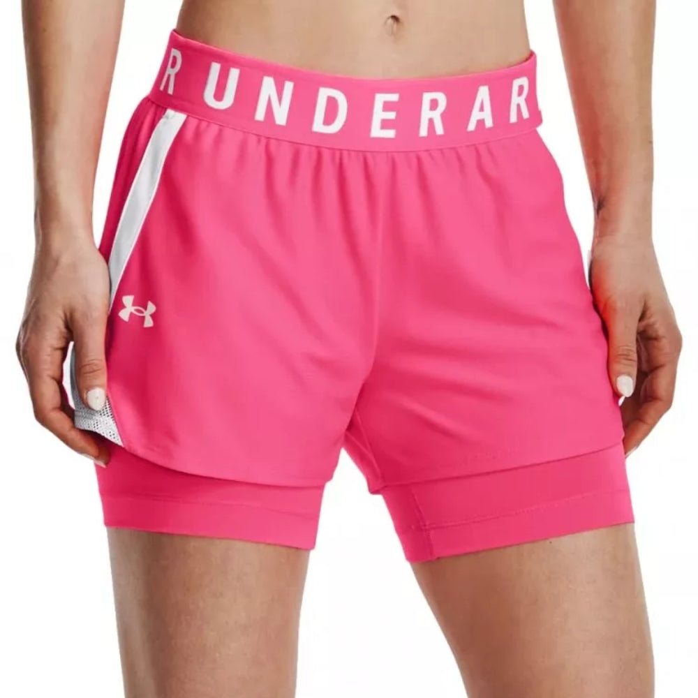 Under Armour Short Deportivo Play Up 2 en 1 Para Damas Color Rosa