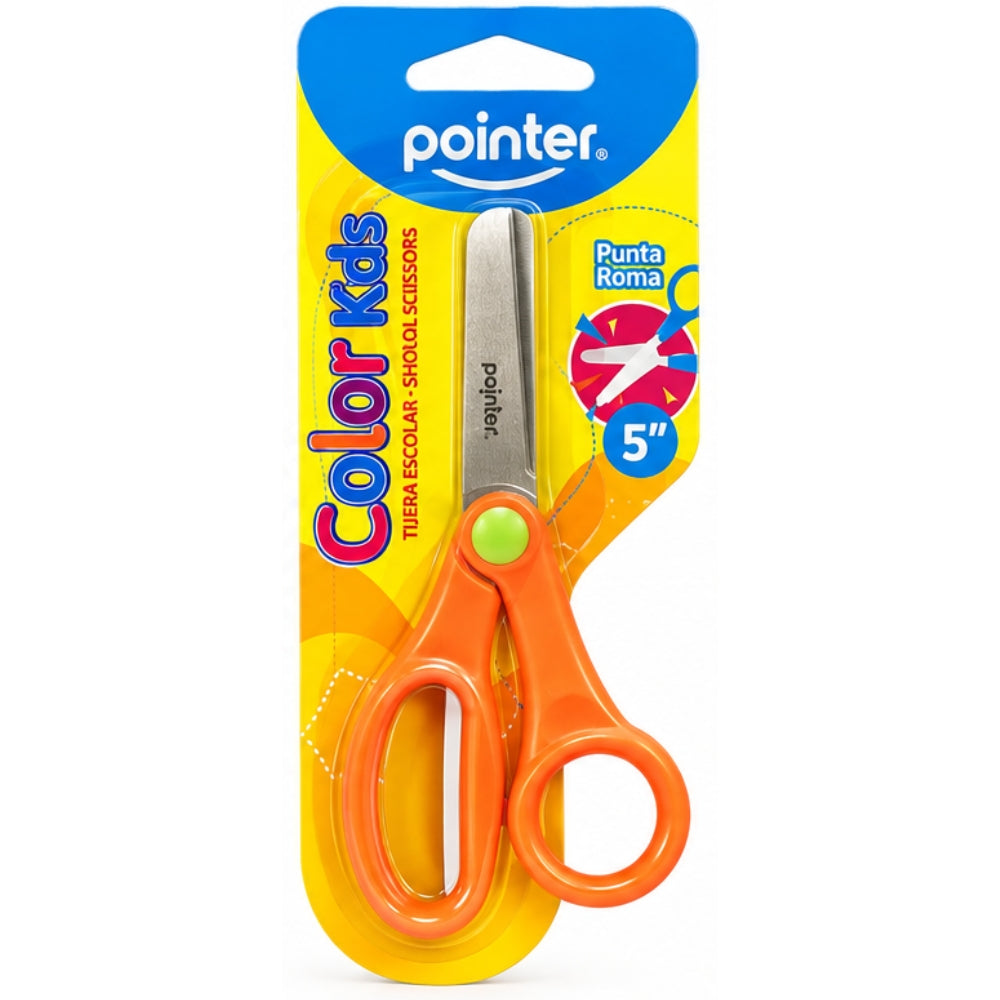 Pointer Tijera Escolar Punta Roma Color Kids Opciones Varias