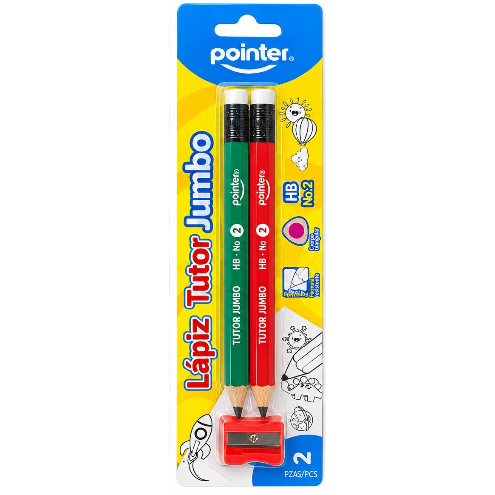 Pointer Lapiz Tutor Jumbo No 2 HB 2Und + Sacapuntas Opciones Varias