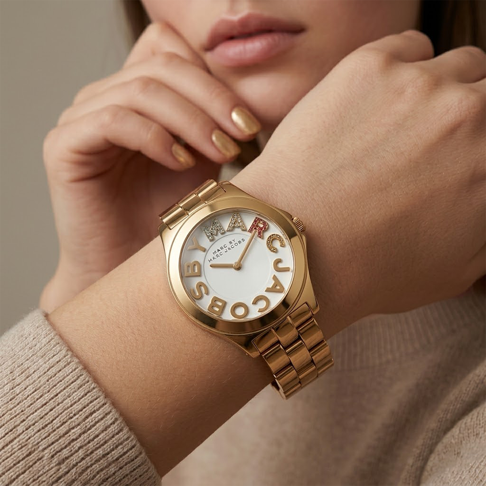Marc Jacobs Reloj Amy Para Damas Gold & White