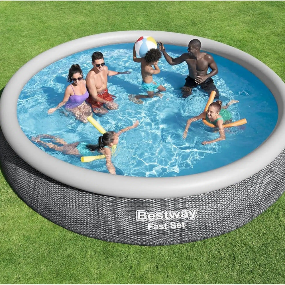 Bestway Piscina Inflable Redonda Y Bomba De Filtrado Pool Fast Set 4.57m X 84cm