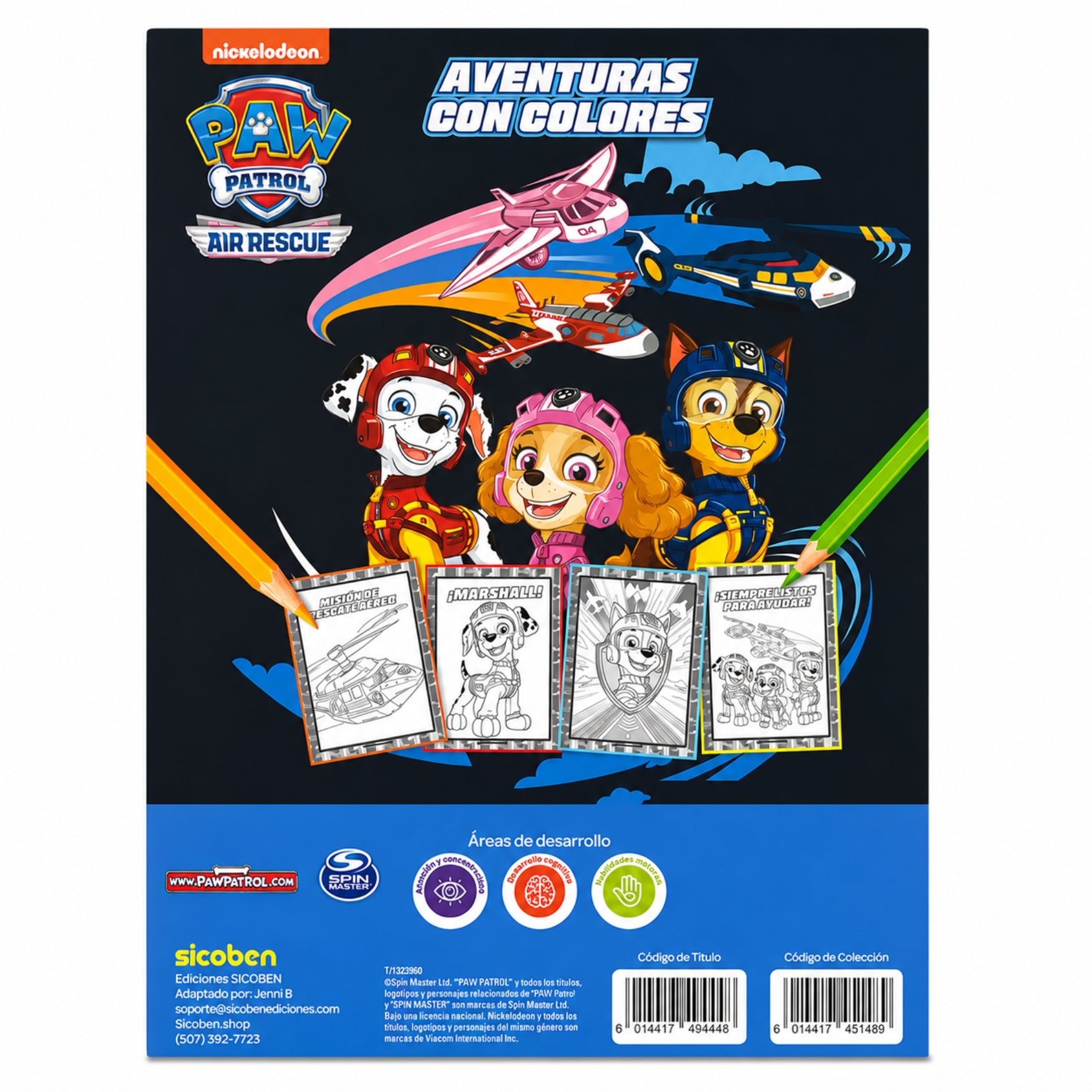 Sicoben Libro Aventuras con Colores Paw Patrol Air Rescue