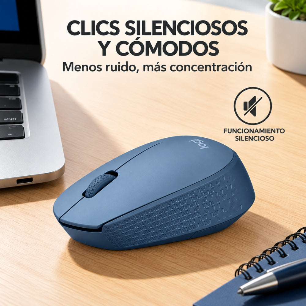 Logitech Mouse Inalámbrico M170 2.4 GHz Compacto y Ambidiestro Color Gris Azulado