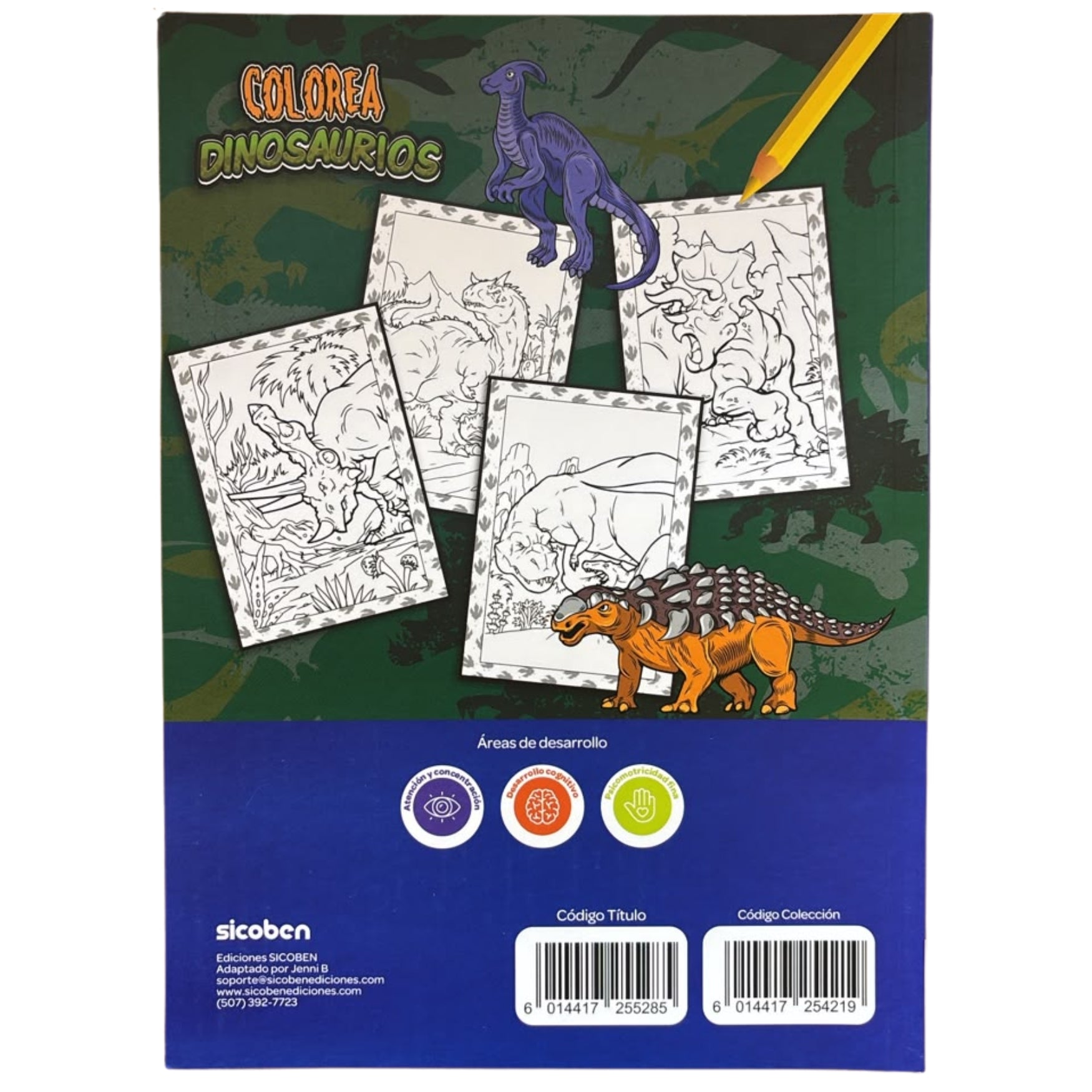 Sicoben Libro Colorea con Dinosaurios 3+