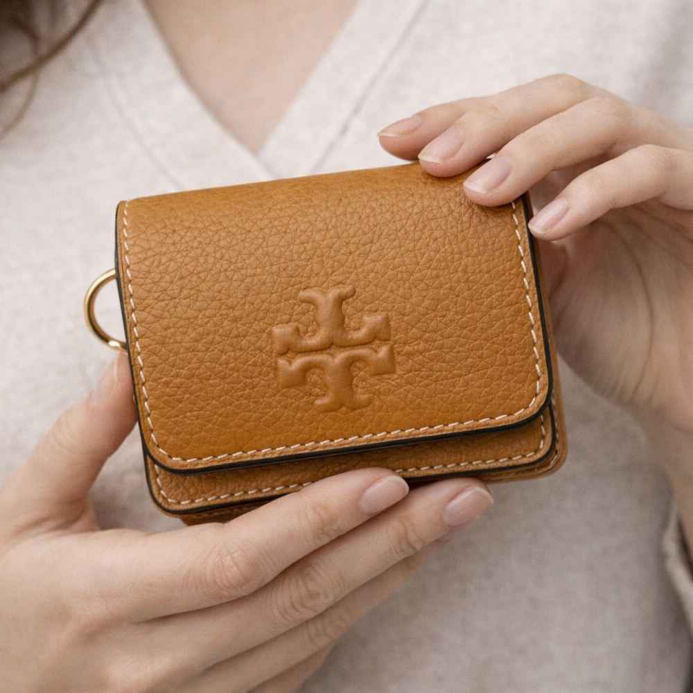 Tory Burch Monedero Thea Flap Card Case Tiramisu