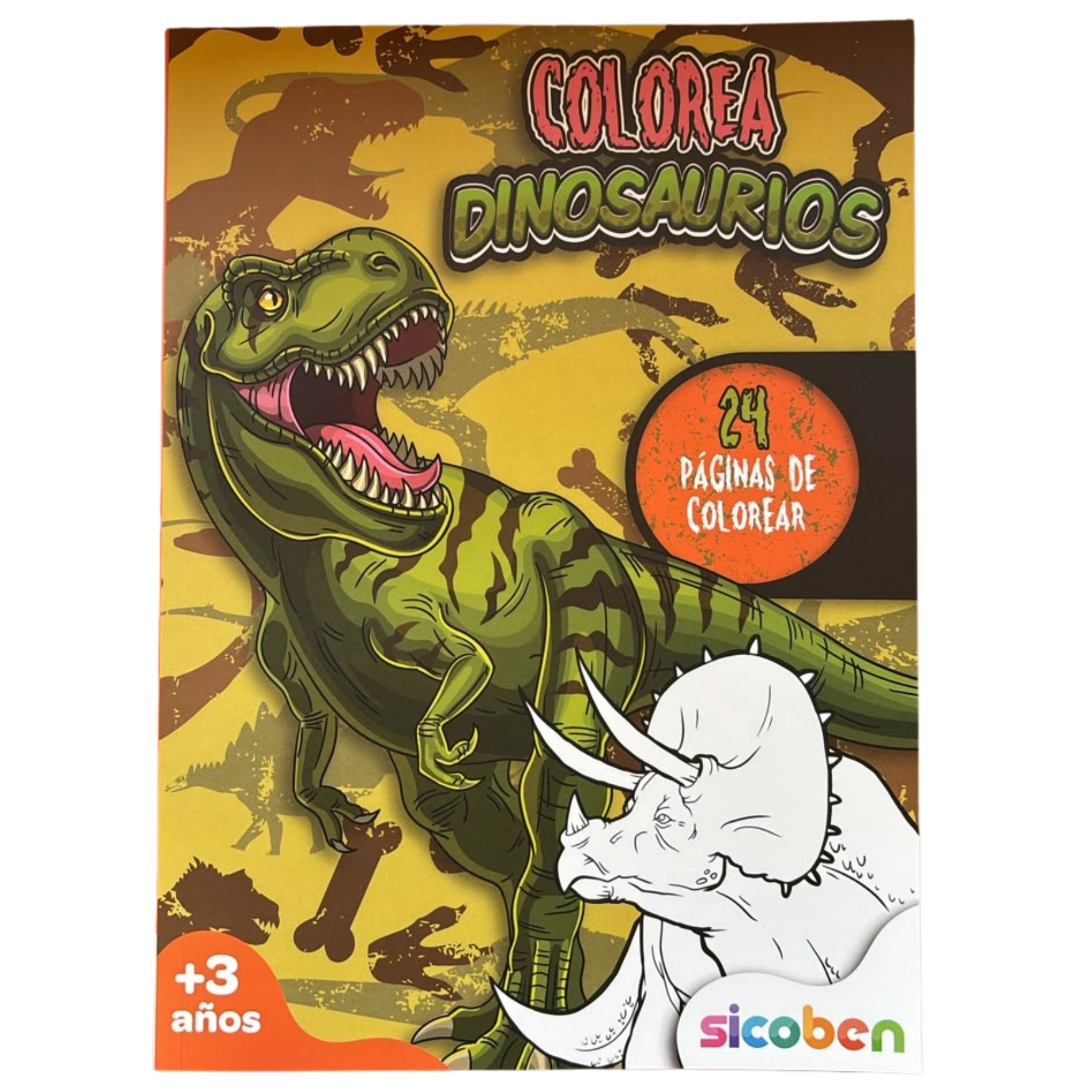 Sicoben Libro Colorea con Dinosaurios T-Rex 3+