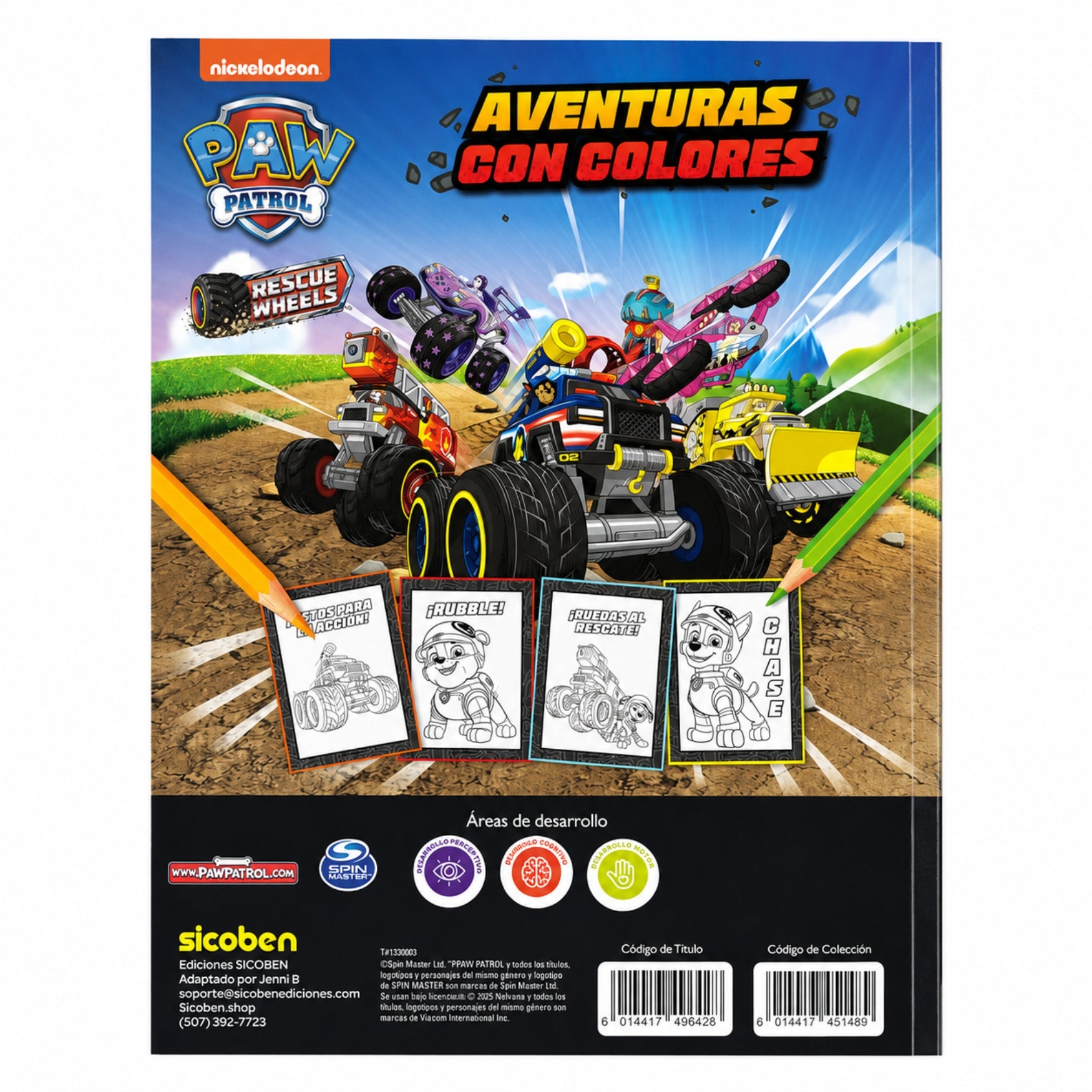 Sicoben Libro Aventuras con Colores Paw Patrol Rescue Wheels
