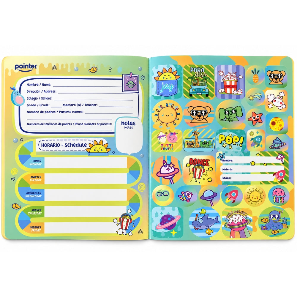 Pointer Libreta Empastada 1 Linea Niñas 100 hojas Opciones Varias