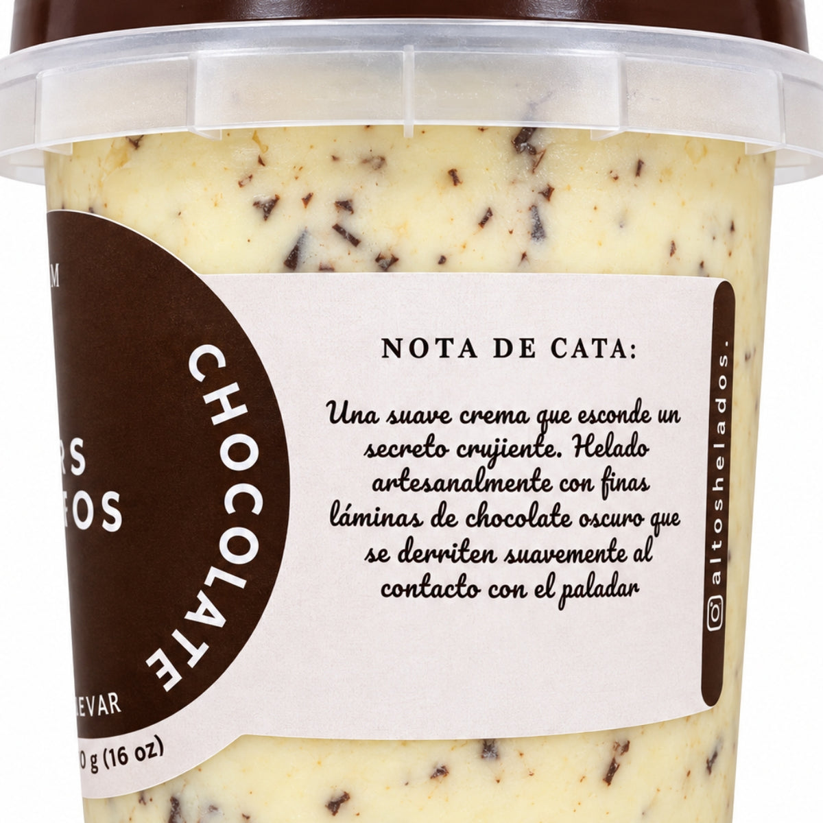 Altos Helados Sabor Straciatella de Chocolate 16oz