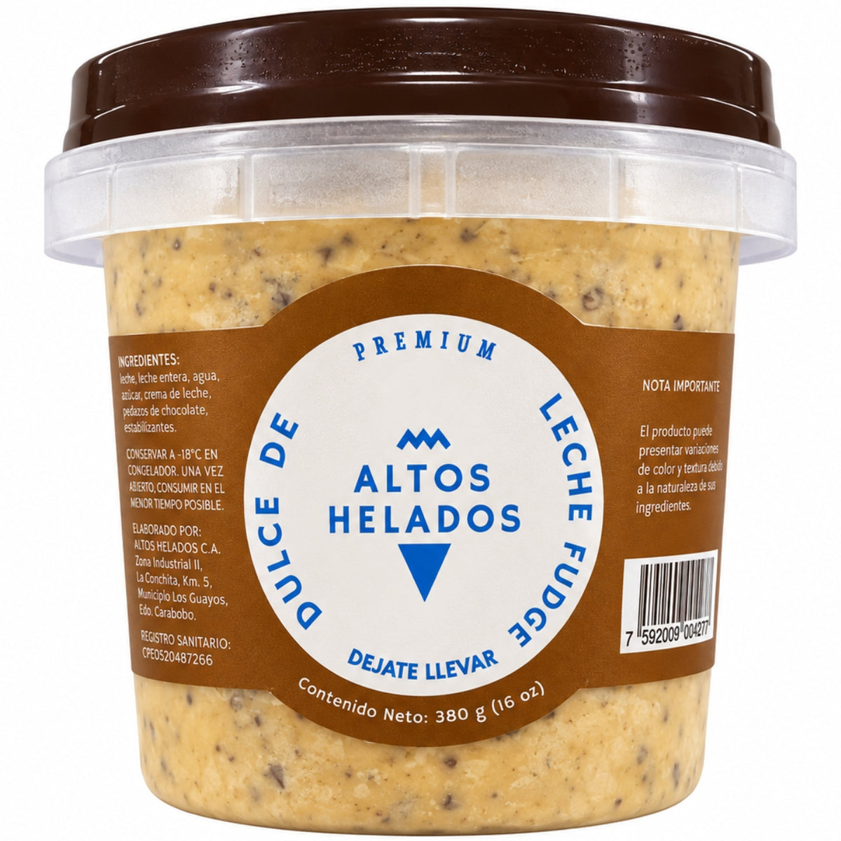Altos Helados Sabor Dulce de Leche Fudge 16oz