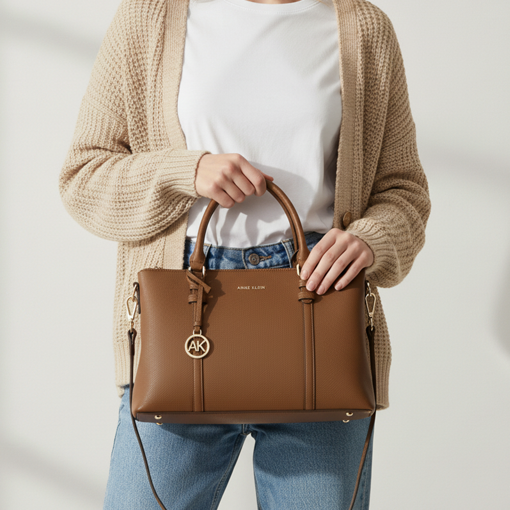 Anne Klein Cartera Chesnut Buckle Satchel With Pouch