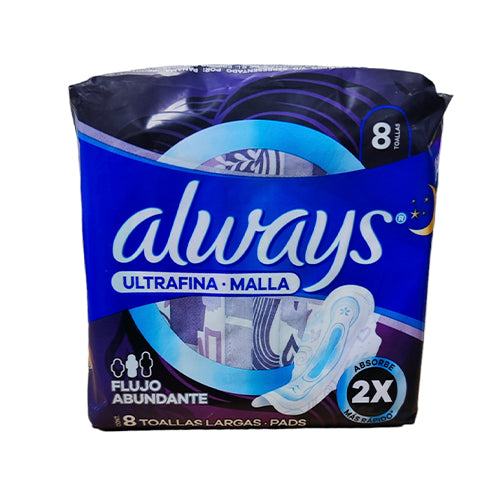 Always Toallas Sanitarias Malla Nocturna 8und
