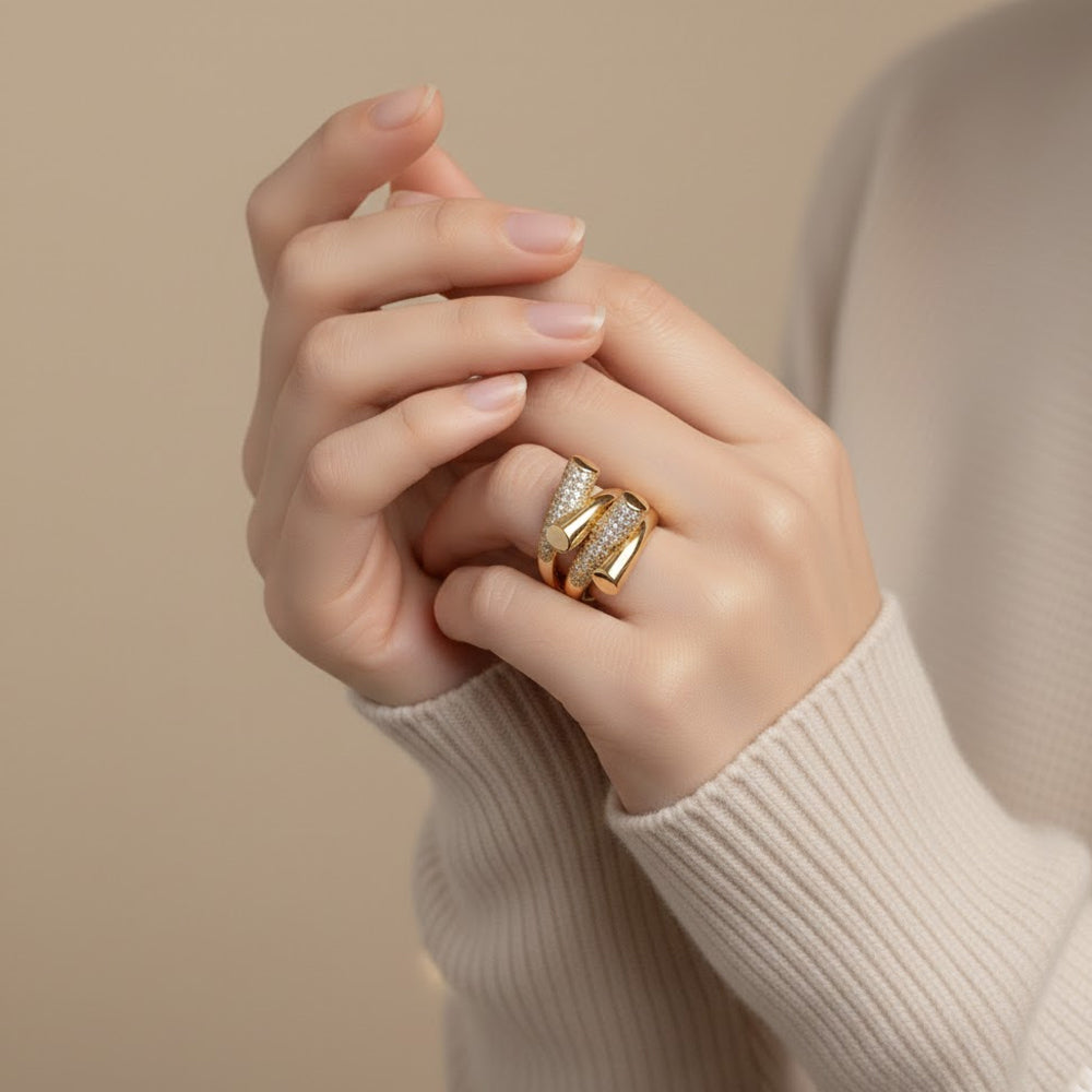 H&Co Anillo Ajustable Para Damas Nudo De Luz