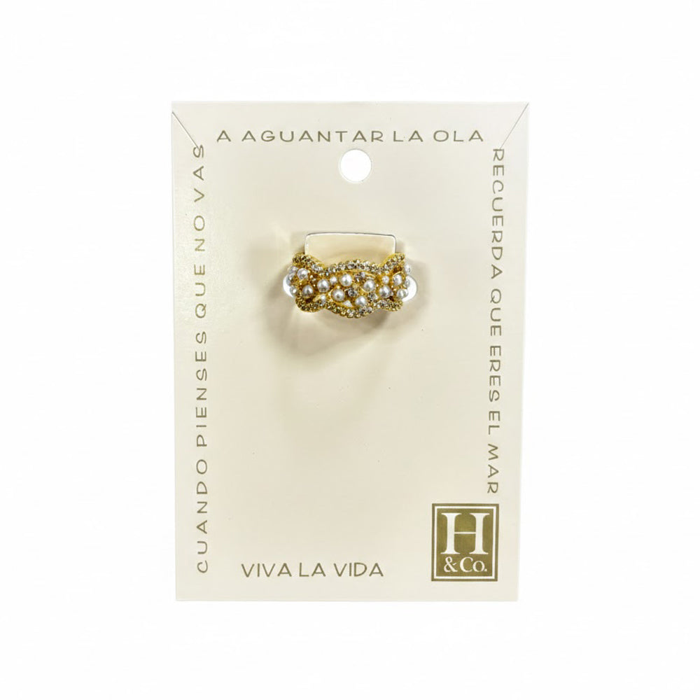 H&Co Anillo Ajustable Para Damas Perla De Oceano