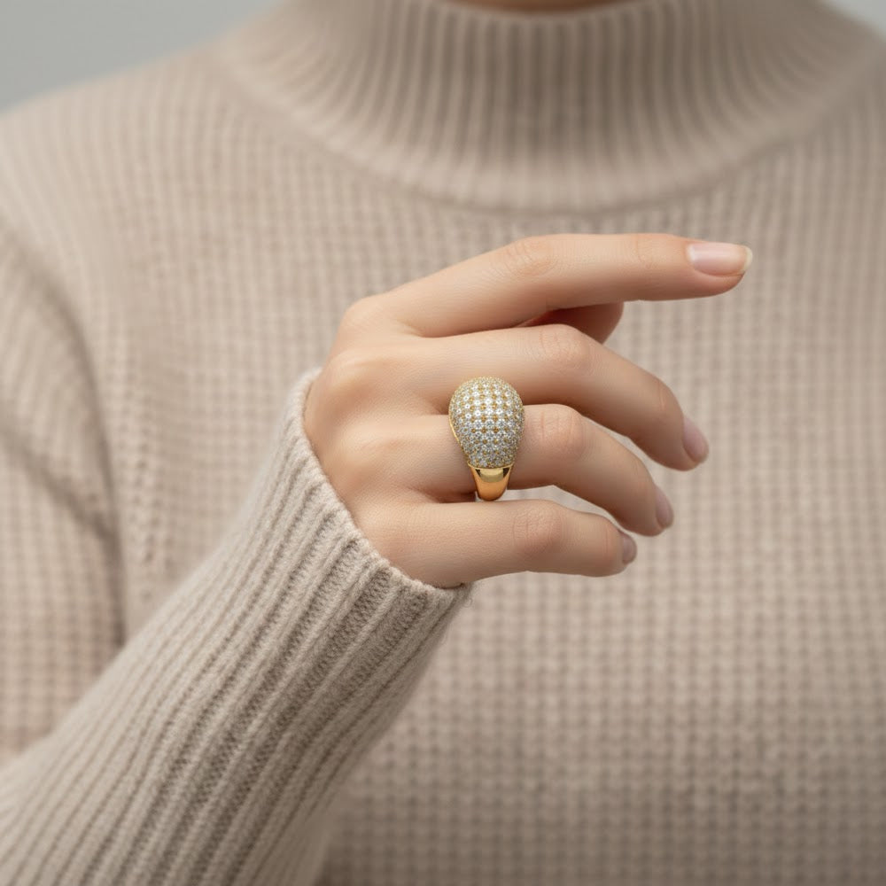 H&Co Anillo Ajustable Para Damas Domo De Luz