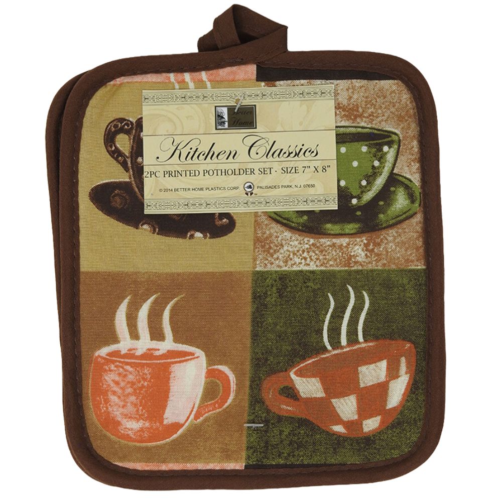 Potholder Set de 2 Piezas Con Diseño Tazas De Cafe