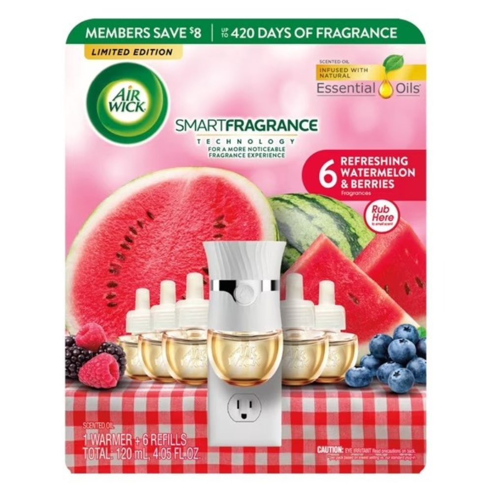 Air Wick Ambientador Refreshing Watermelon & Berries 6und + 1 Calentador
