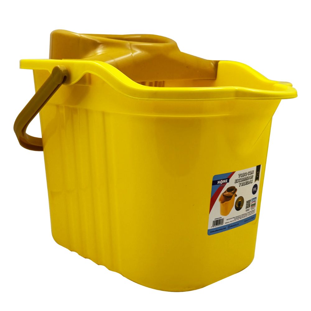 Alfa Hogar Home Clear Tobo Con Escurridor Y Ruedas Premium 19Lt.