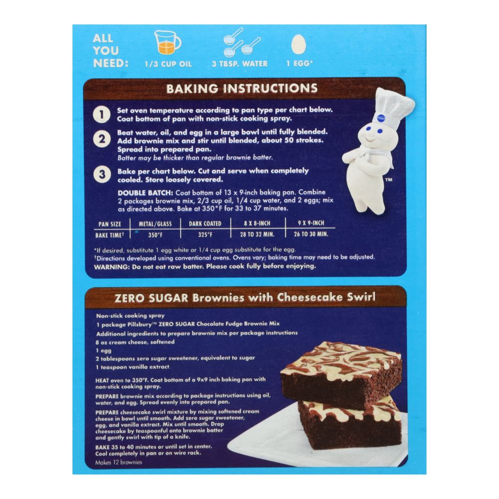 Pillsbury Zero Sugar Brownie Mix Chocolate Fudge 350g